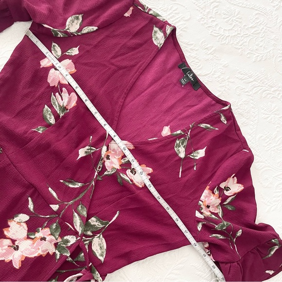 NWOT Lulus September Sunsets Burgundy Floral Print Wrap Maxi Dress XSmall - Picture 6 of 7
